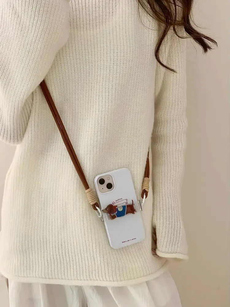 Travel Anti-Lost Mobile Phone Lanyard Cross-Body Strap Adjustable Anti-Fall Rope Leather Rope Necklace Pendant — feature 2