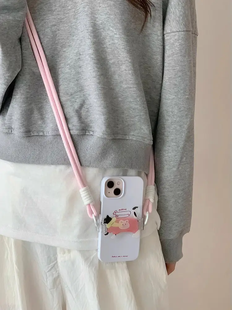 Travel Anti-Lost Mobile Phone Lanyard Cross-Body Strap Adjustable Anti-Fall Rope Leather Rope Necklace Pendant — feature 3