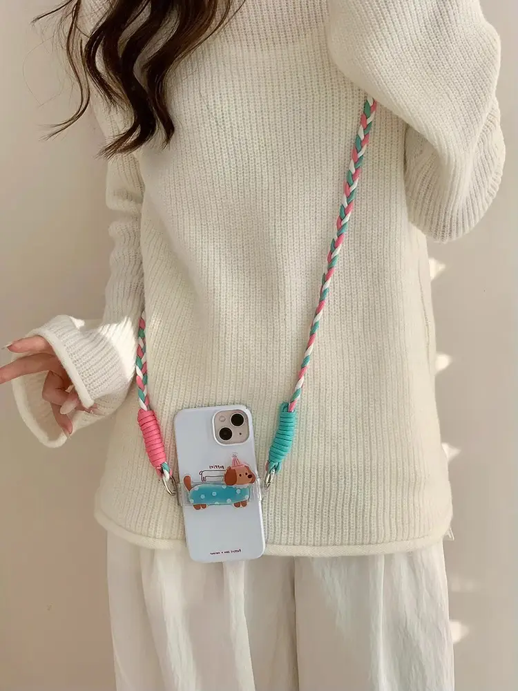 Travel Anti-Lost Mobile Phone Lanyard Cross-Body Strap Adjustable Anti-Fall Rope Leather Rope Necklace Pendant — feature 4