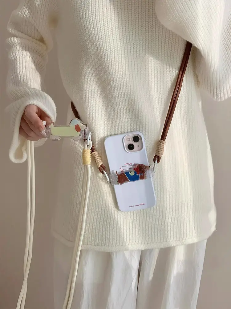 Travel Anti-Lost Mobile Phone Lanyard Cross-Body Strap Adjustable Anti-Fall Rope Leather Rope Necklace Pendant — feature 6