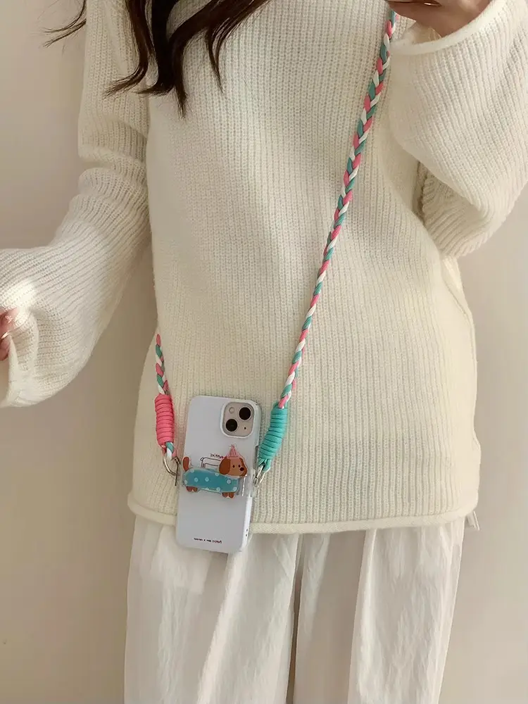 Travel Anti-Lost Mobile Phone Lanyard Cross-Body Strap Adjustable Anti-Fall Rope Leather Rope Necklace Pendant — feature 7