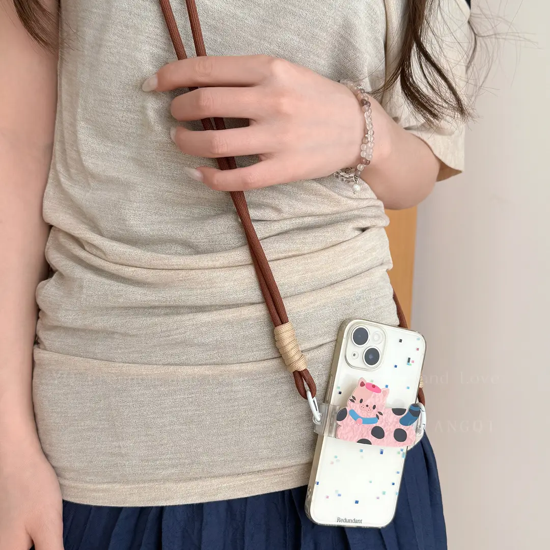 Travel Anti-Lost Mobile Phone Lanyard Cross-Body Strap Adjustable Anti-Fall Rope Leather Rope Necklace Pendant - Image 8