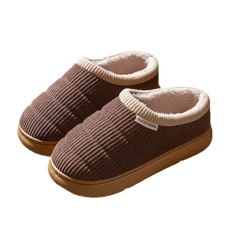 New Style Closed-Back Cotton Slippers for Men, Winter Home Use, Thickened and Plush, Thick-Soled, Warm Closed-Back Cotton Shoes for Women in Winter - Image 9