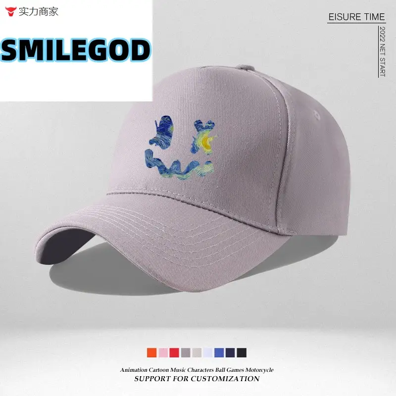 Smiley Embroidered Unisex Cap Blue New Color - Image 21