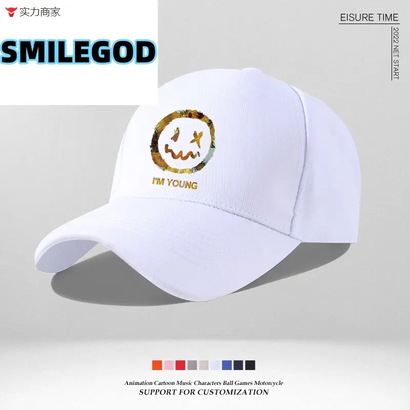 Smiley Embroidered Unisex Cap Blue New Color - Image 4