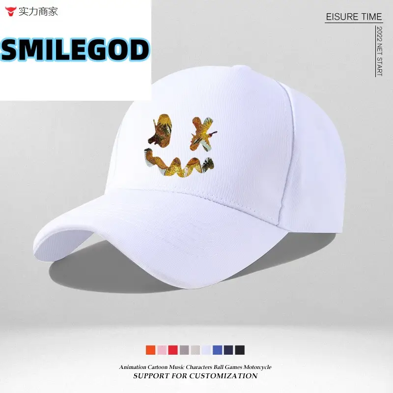 Smiley Embroidered Unisex Cap Blue New Color - Image 6