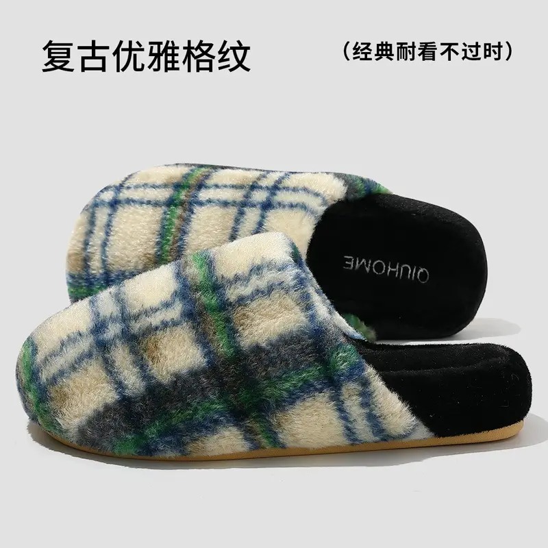 Lamb Wool Cotton Slippers for Women, New Autumn and Winter Home Indoor Warm Thick-Soled Couple Cotton Slippers, Cotton Shoes Wholesale - Image 4