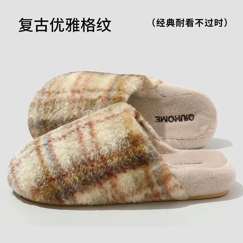 Lamb Wool Cotton Slippers for Women, New Autumn and Winter Home Indoor Warm Thick-Soled Couple Cotton Slippers, Cotton Shoes Wholesale - Image 5