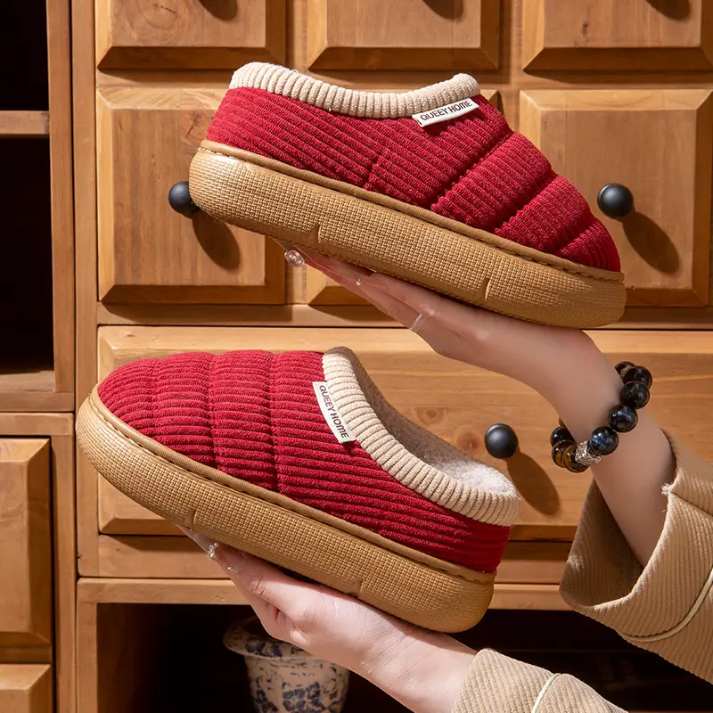 Cotton Shoes for Women in Winter, Fleece-Lined, Indoor Non-Slip, Warm and Thickeneded, Men's Autumn and Winter Couple Cotton Slippers for Outer Wear - Image 7