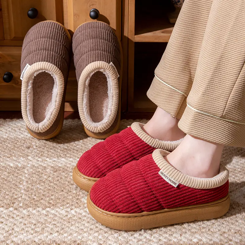 Cotton Shoes for Women in Winter, Fleece-Lined, Indoor Non-Slip, Warm and Thickeneded, Men's Autumn and Winter Couple Cotton Slippers for Outer Wear - Image 8