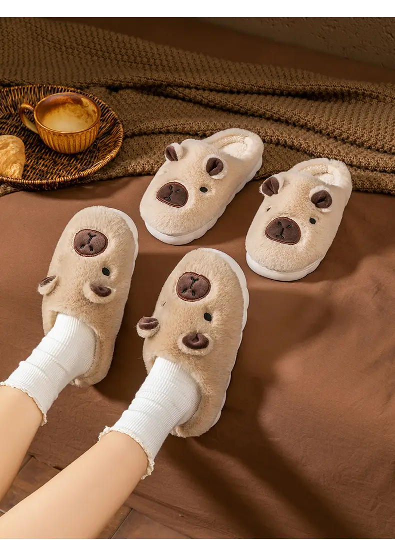 Kapibala Cotton Slippers for Couples to Use at Home in Winter, Warm Confinement Cotton Slippers, Cartoon Plush Cotton Slippers for Women, Cute — feature 16
