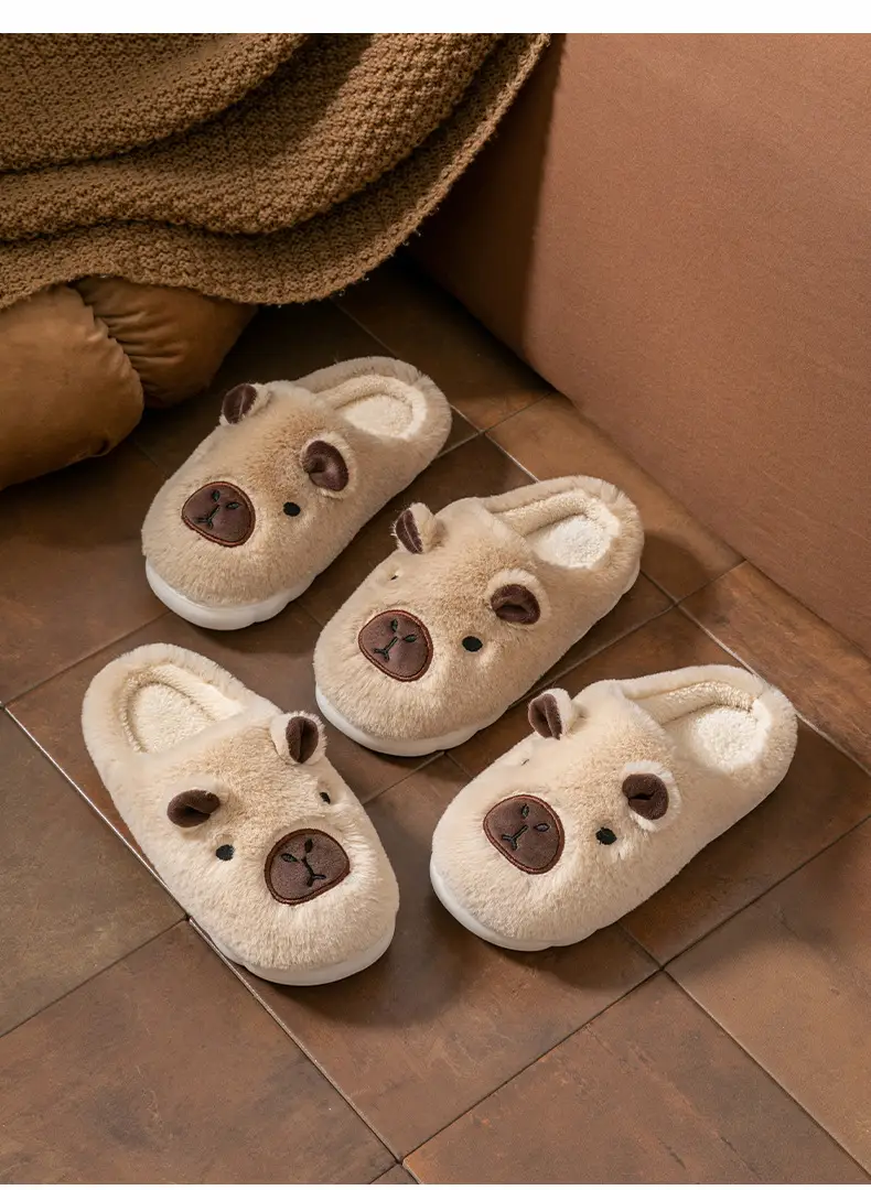 Kapibala Cotton Slippers for Couples to Use at Home in Winter, Warm Confinement Cotton Slippers, Cartoon Plush Cotton Slippers for Women, Cute — feature 21