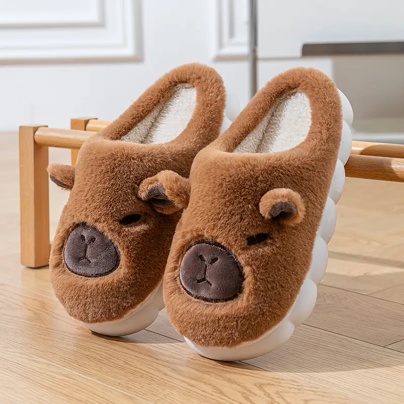 Kapibala Cotton Slippers for Couples to Use at Home in Winter, Warm Confinement Cotton Slippers, Cartoon Plush Cotton Slippers for Women, Cute - Image 6