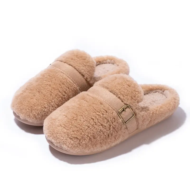2025 Winter Women's Cotton Plush Slippers Beige - Image 2
