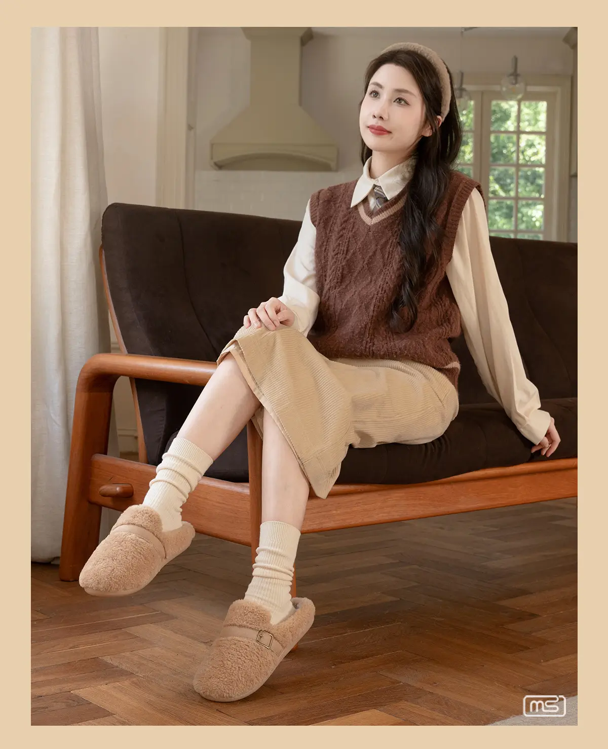 2025 Winter Women's Cotton Plush Slippers Beige — feature 6