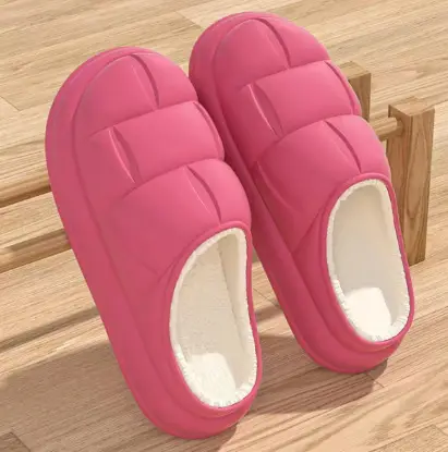 Autumn and Winter Soft Heel Cotton Slippers for Women Indoor Plush Cotton Slippers for Men Plush Couple Home Non-Slip and Warm - Image 3