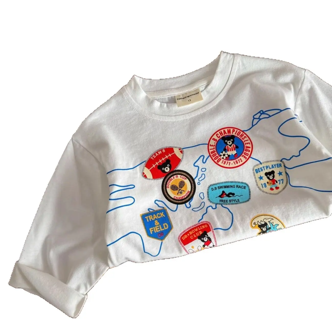 Early Autumn Boys Cartoon T-Shirt Pure Cotton White