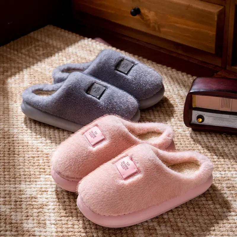 Women's Autumn and Winter Indoor Home Cotton Slippers 2025 New Anti-Slip Thick-Soled Furry Slippers for Women - Image 7