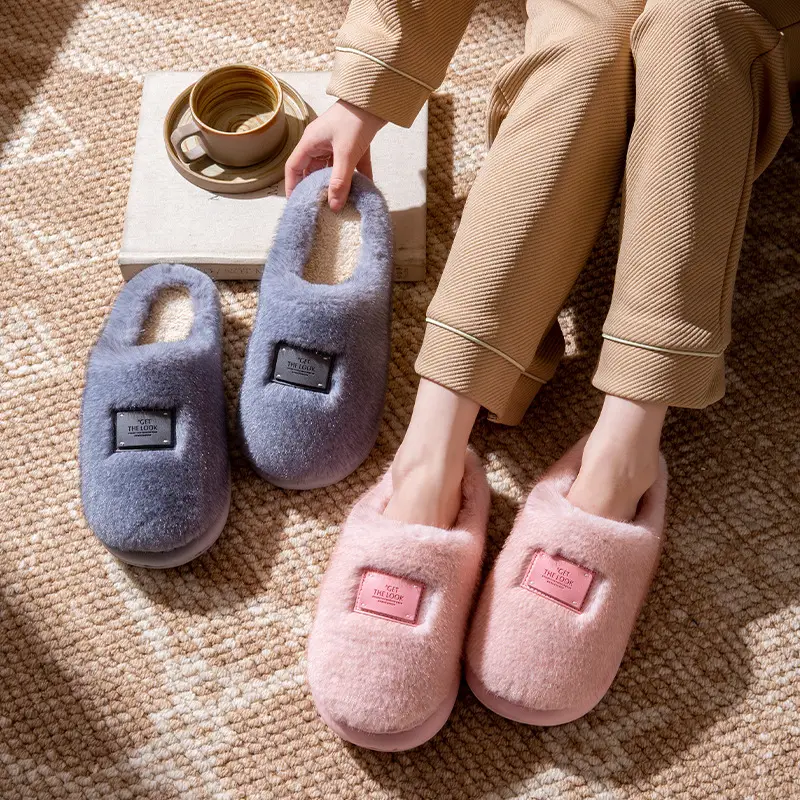 Women's Autumn and Winter Indoor Home Cotton Slippers 2025 New Anti-Slip Thick-Soled Furry Slippers for Women - Image 8