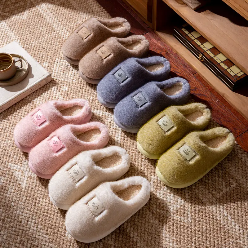 Women's Autumn and Winter Indoor Home Cotton Slippers 2025 New Anti-Slip Thick-Soled Furry Slippers for Women - Image 9