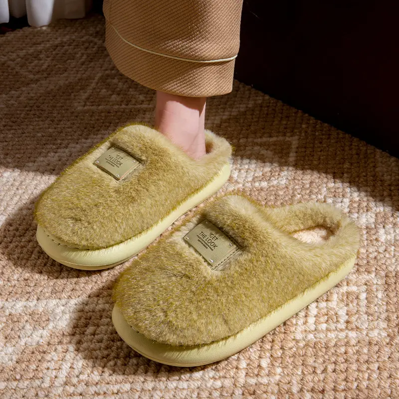 Women's Autumn and Winter Indoor Home Cotton Slippers 2025 New Anti-Slip Thick-Soled Furry Slippers for Women - Image 3