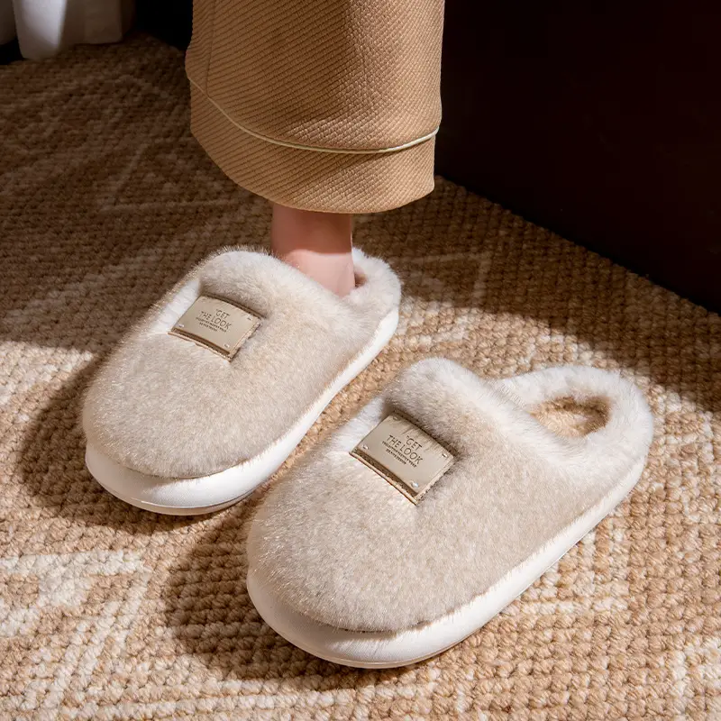 Women's Autumn and Winter Indoor Home Cotton Slippers 2025 New Anti-Slip Thick-Soled Furry Slippers for Women - Image 4