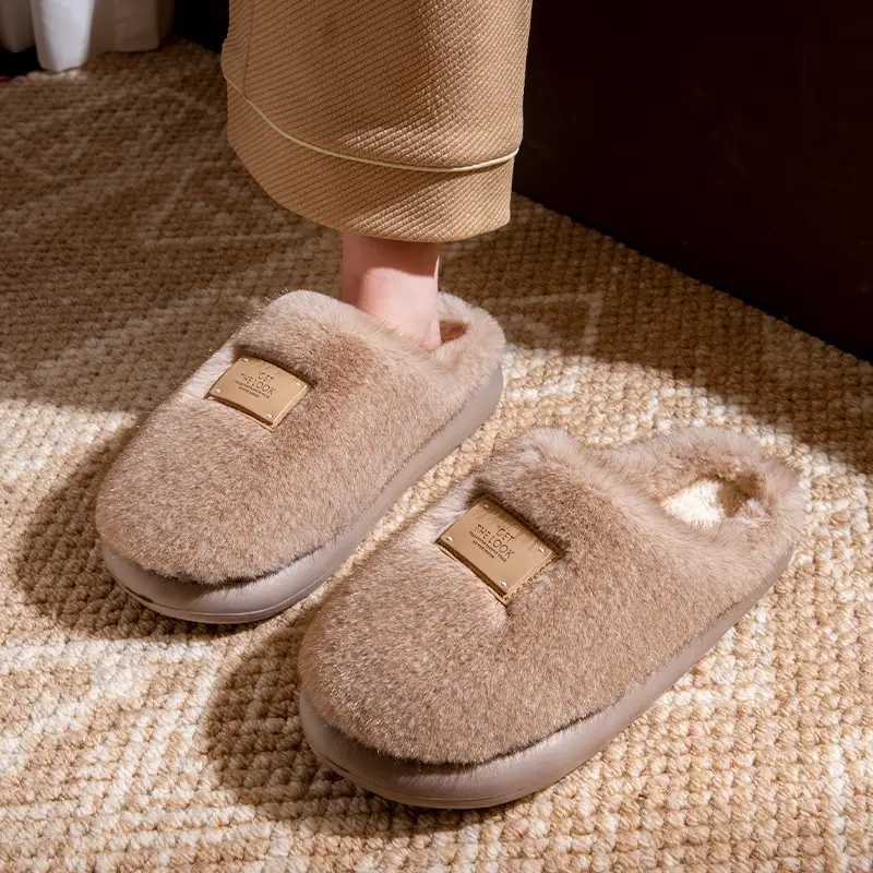Women's Autumn and Winter Indoor Home Cotton Slippers 2025 New Anti-Slip Thick-Soled Furry Slippers for Women - Image 5