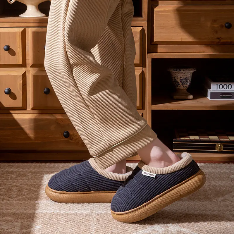 Men's Cotton Slippers for Autumn and Winter, New Indoor Closed-Back Home Slippers, Plush Thickened Warm Women's Wool Cotton Shoes for Winter - Image 6