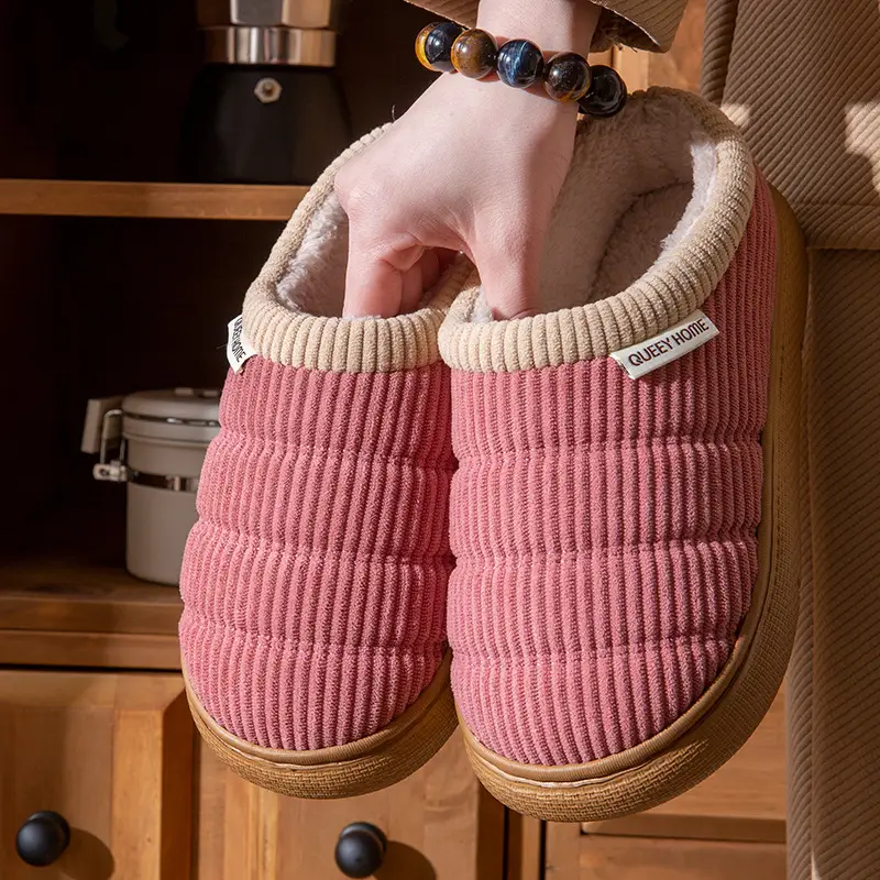 Women's Cotton Slippers for Winter, Postpartum Shoes with Covered Heels, 2026 New Model, Indoor Home Couple's Plush Warm Cotton Shoes for Autumn and Winter