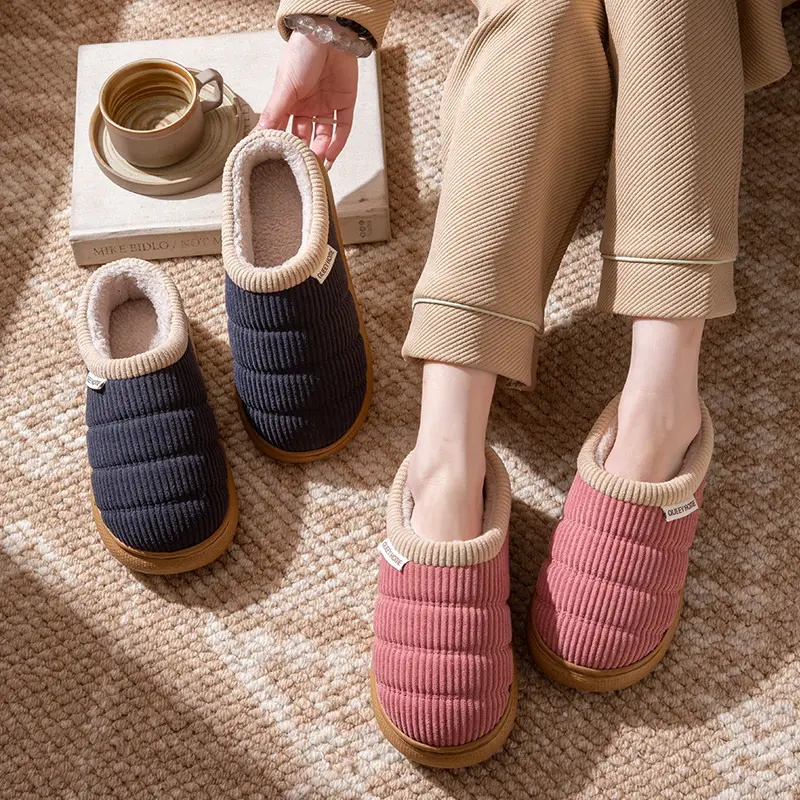Women's Cotton Slippers for Winter, Postpartum Shoes with Covered Heels, 2026 New Model, Indoor Home Couple's Plush Warm Cotton Shoes for Autumn and Winter