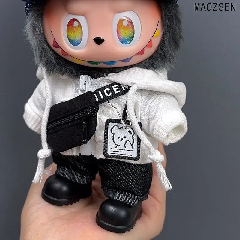 Labubu Baby Set White Black Denim Cap Jumpsuit Pants