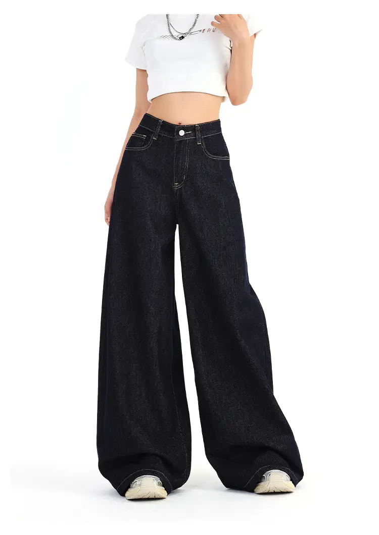 Dark Blue Wide Leg Distressed Jeans 2025 Women — feature 10