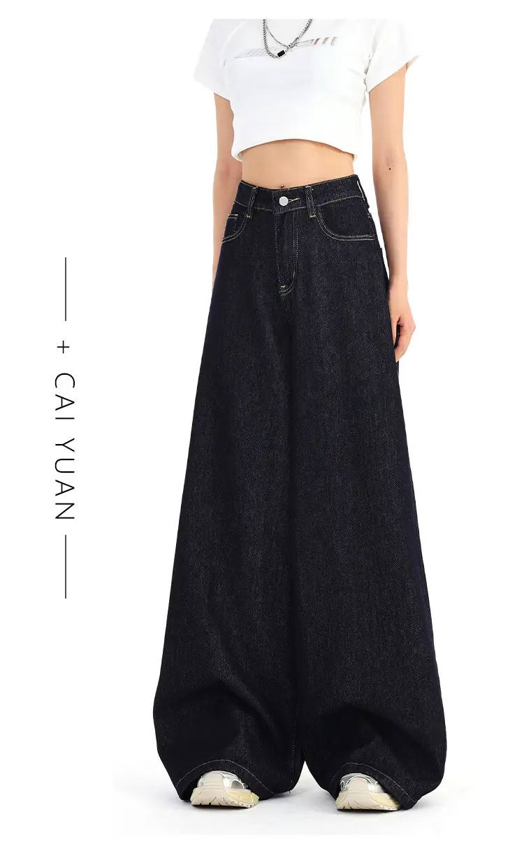 Dark Blue Wide Leg Distressed Jeans 2025 Women — feature 11