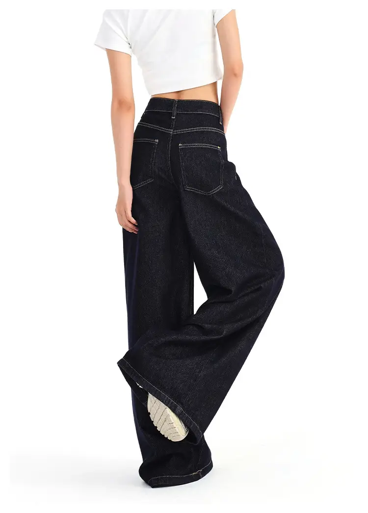Dark Blue Wide Leg Distressed Jeans 2025 Women — feature 13