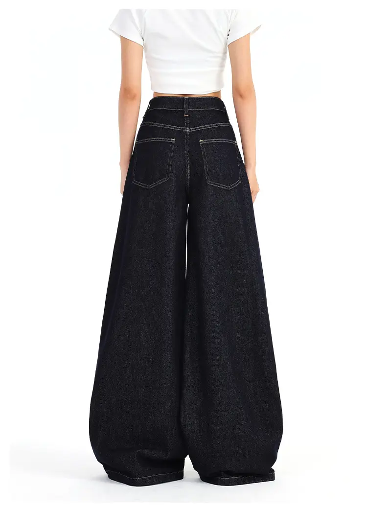 Dark Blue Wide Leg Distressed Jeans 2025 Women — feature 14