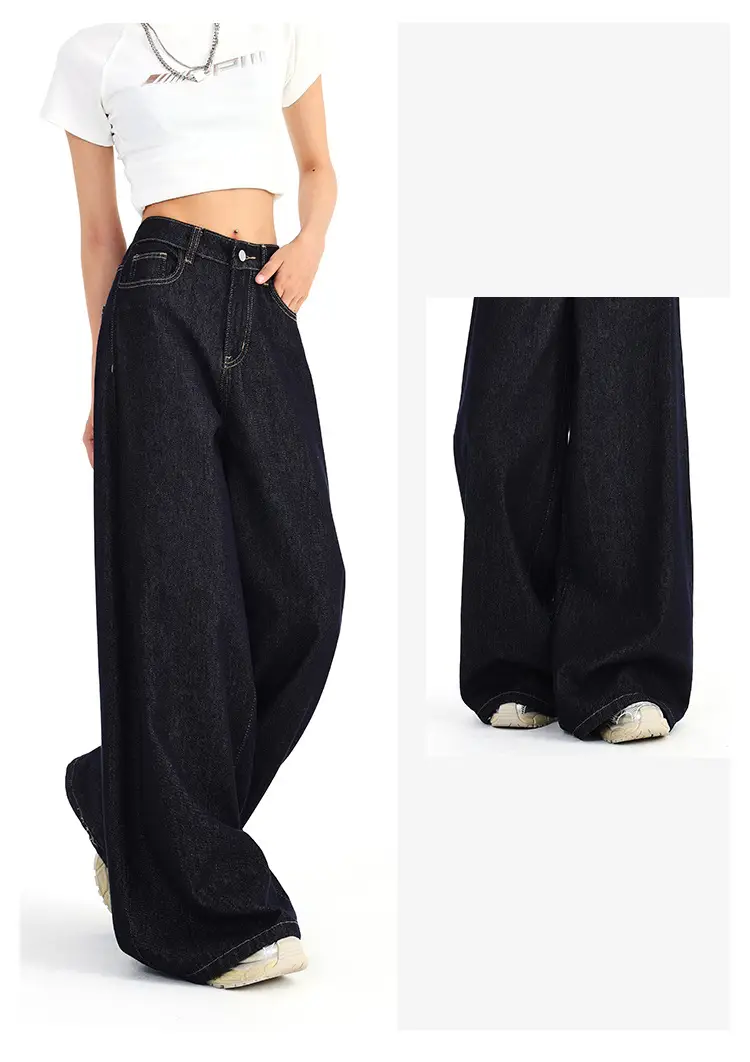 Dark Blue Wide Leg Distressed Jeans 2025 Women — feature 8