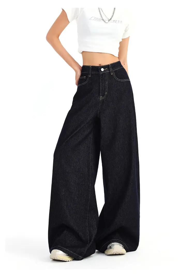 Dark Blue Wide Leg Distressed Jeans 2025 Women — feature 9