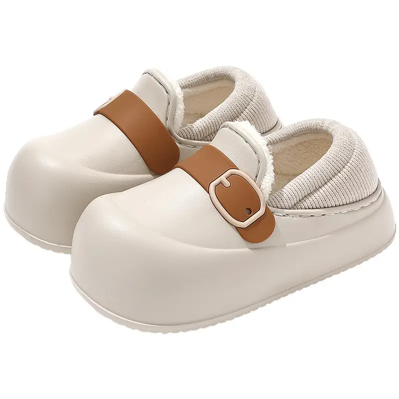 Waterproof Cotton Slippers for Women's Winter Outer Wear, Windproof and Warm Plush Home Indoor Non-Slip Women's Bag Heel Cotton Shoes Wholesale - Image 8