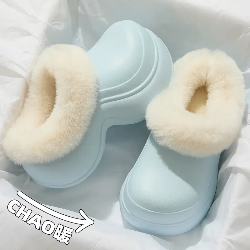 Waterproof Eva Home Cotton Slippers for Women, Winter Plush Warm Non-Slip Half-Heel Women's Cotton Slippers, Wholesale for Winter - Image 6