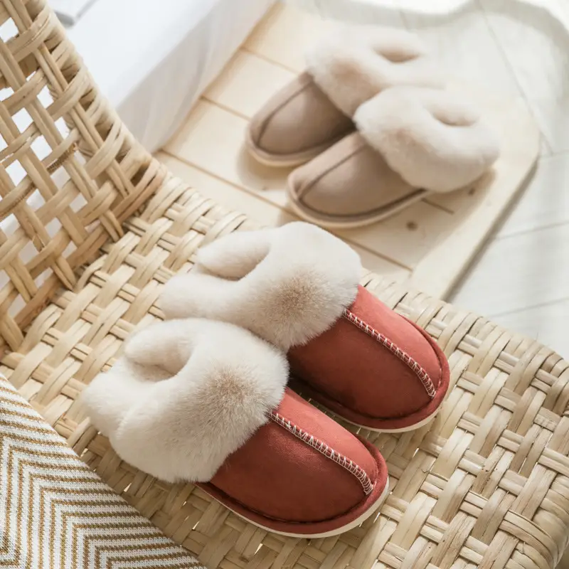 Cotton Slippers Plush Home Autumn and Winter Popular Couple Warm Women's Non-Slip Cotton Shoes Wholesale Ladies Slippers