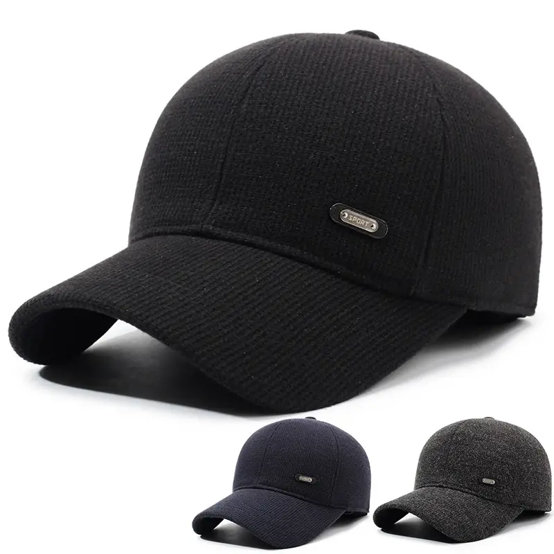 New Elderly Men's Duckbill Cap Warm Cotton Grey - Image 5