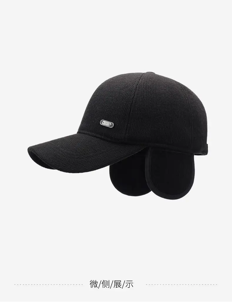 New Elderly Men's Duckbill Cap Warm Cotton Grey — feature 14