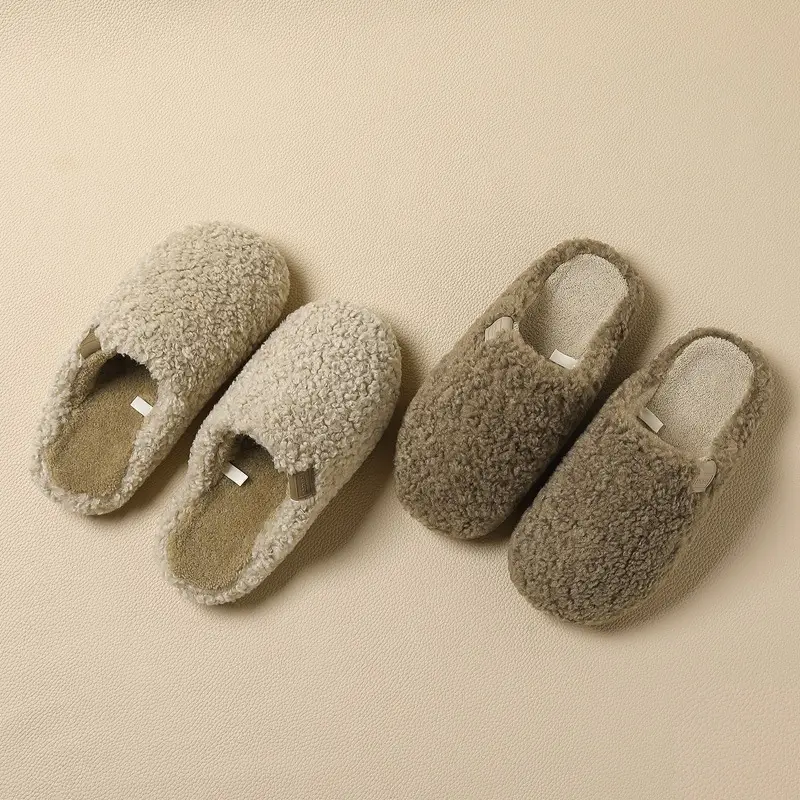 Home Cotton Slippers for Women Winter Couple Plush Warm Anti-Slip Indoor Bedroom Men's Winter Furry Slippers Men's Winter - Image 6