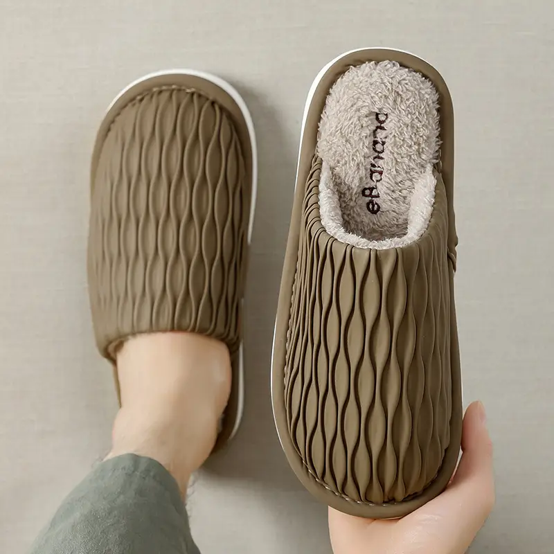 Women Winter Cotton Slippers Brown Anti-Slip
