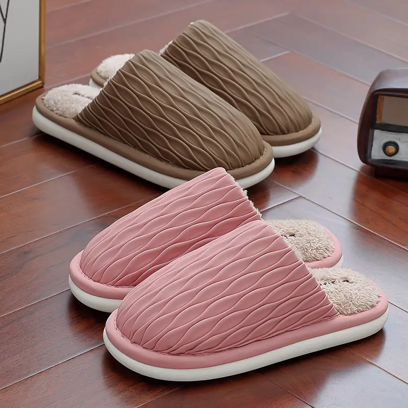 Women Winter Cotton Slippers Brown Anti-Slip