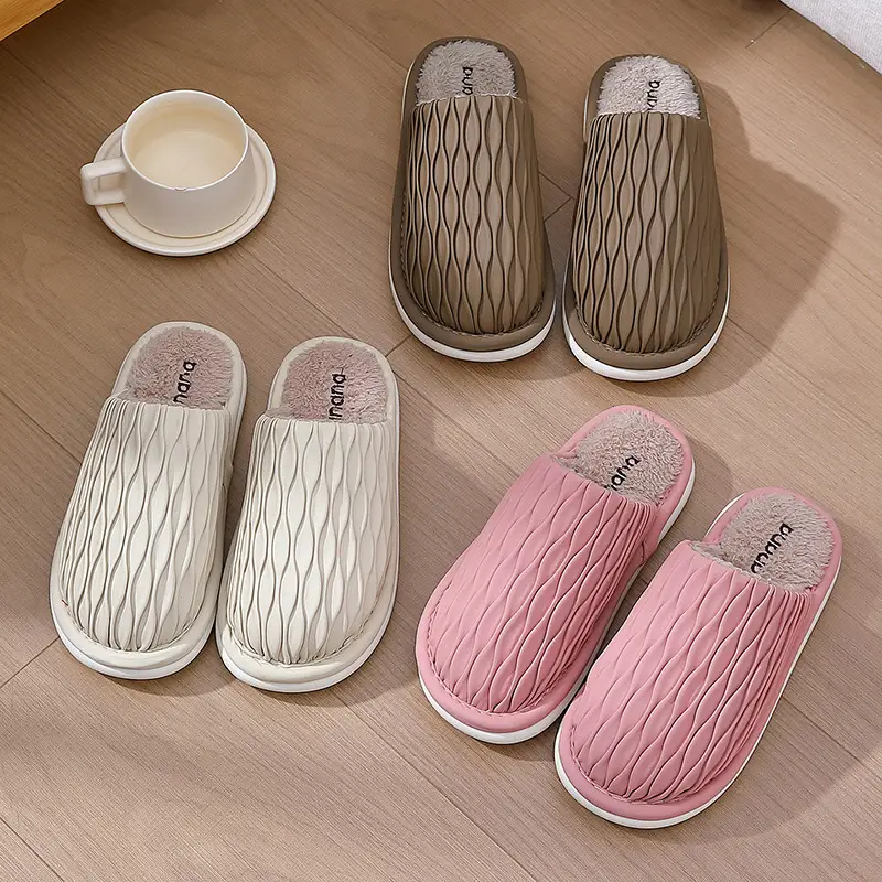 Women Winter Cotton Slippers Brown Anti-Slip