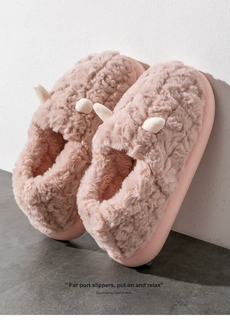 Women's Cotton Slippers with Heel for Winter Outdoor Wear, New Thick-Soled Indoor Home Warm Non-Slip Plush Cotton Shoes for Women — feature 14