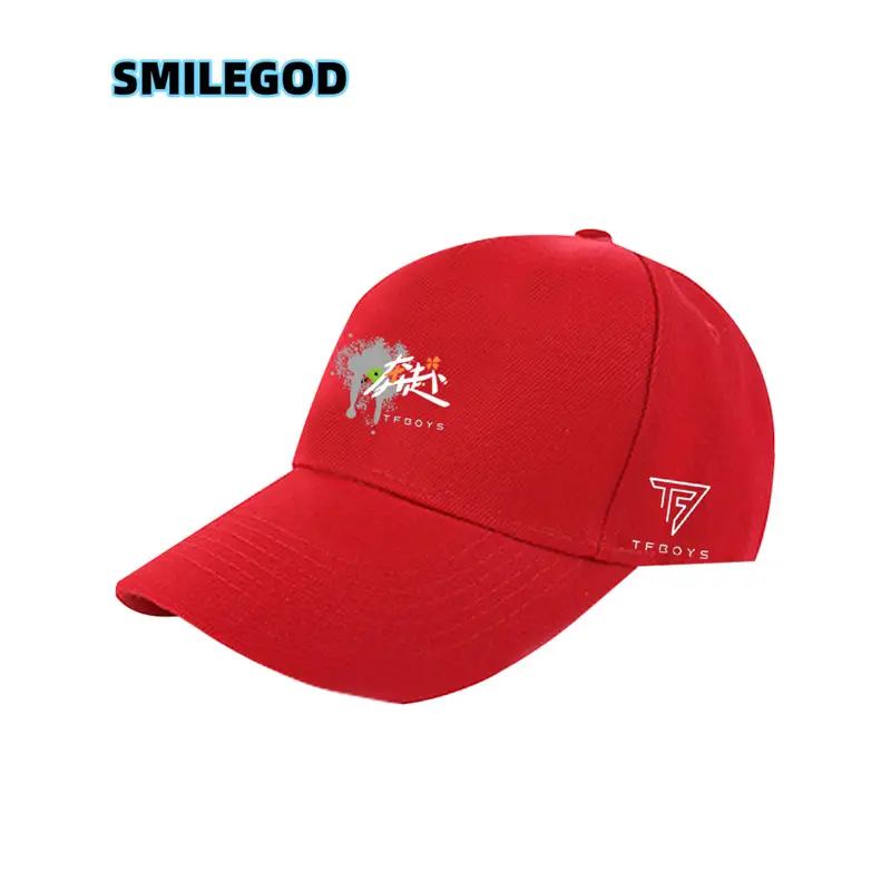 Red Tfboys Baseball Cap with 10th Anniversary Embroidery