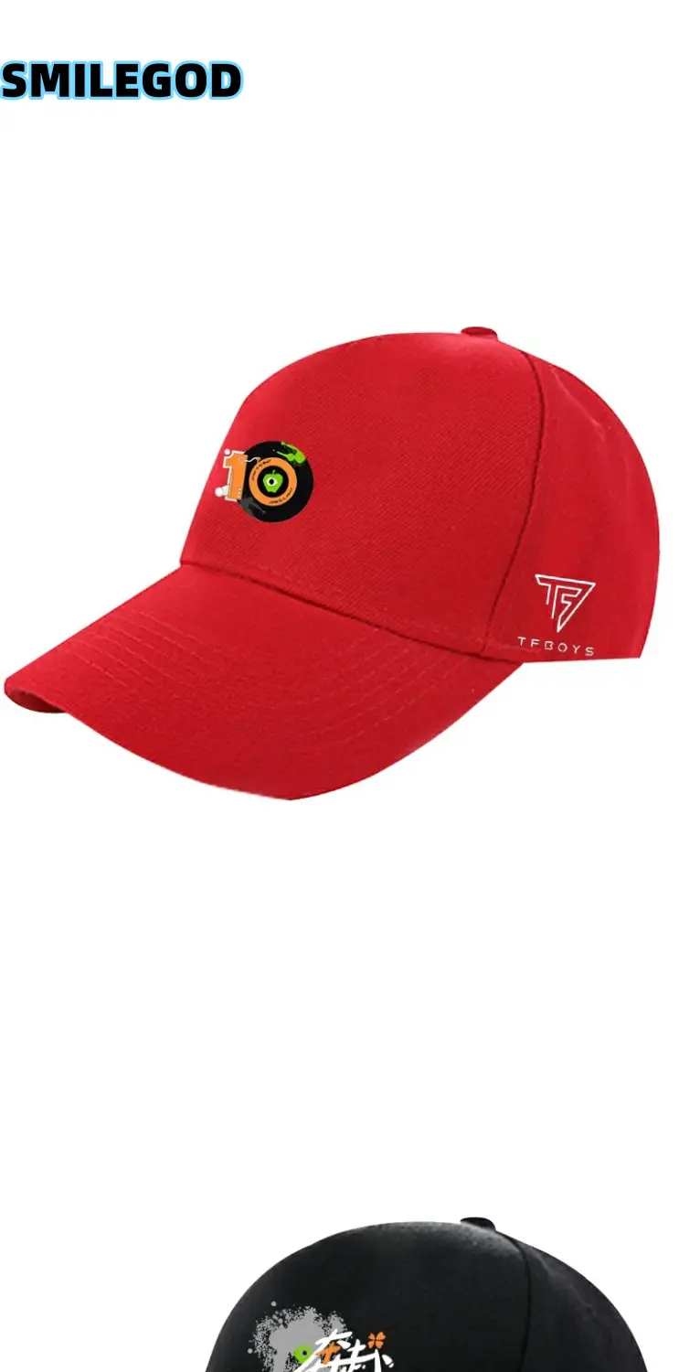 Red Tfboys Baseball Cap with 10th Anniversary Embroidery — feature 3