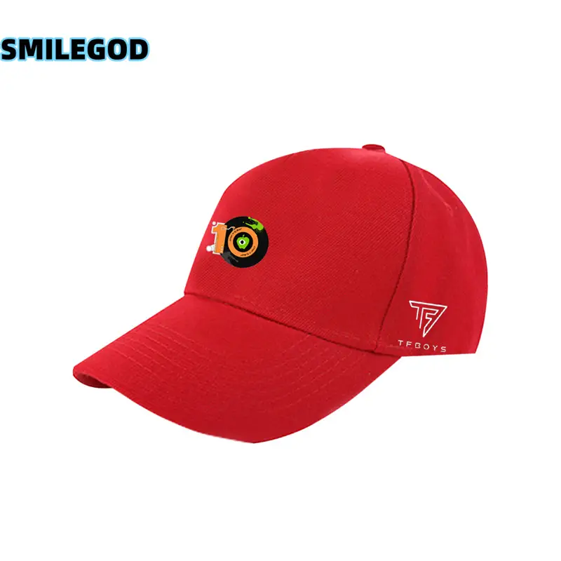 Red Tfboys Baseball Cap with 10th Anniversary Embroidery